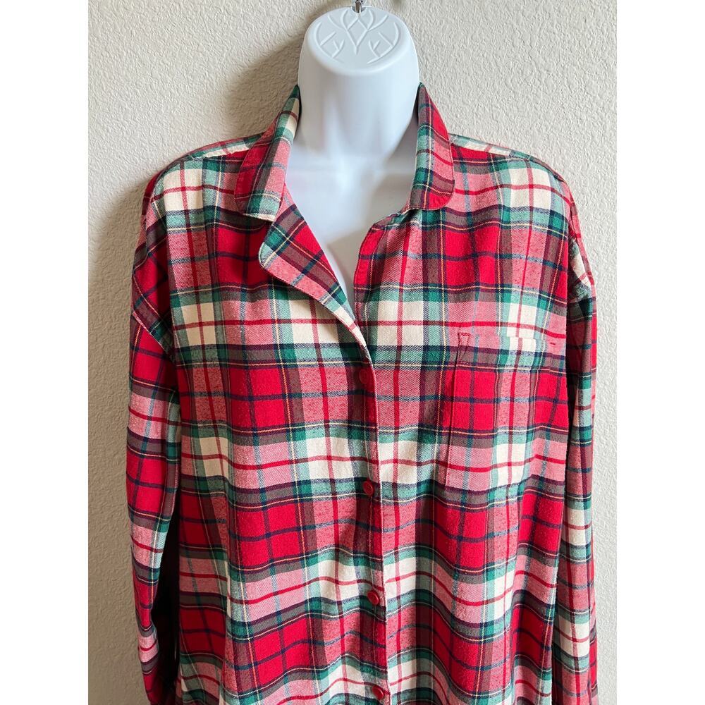 Hanna Andersson Holiday Flannel Red Plaid Nightgown Women's Small Pajamas - Picture 4 of 8